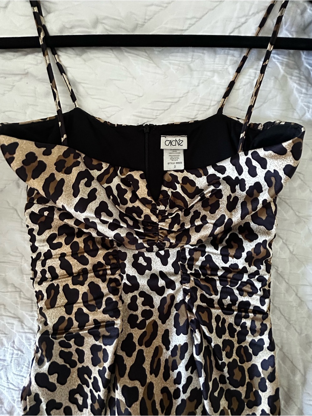 Cache Leopard Print Satin classy and sexy cocktail dress in Brown and Black